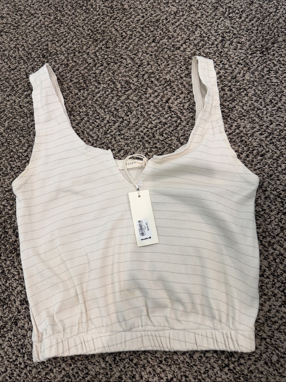 Gilded Intent Cream Ribbed Notch-Neck Tank Top - Picture 10 of 14